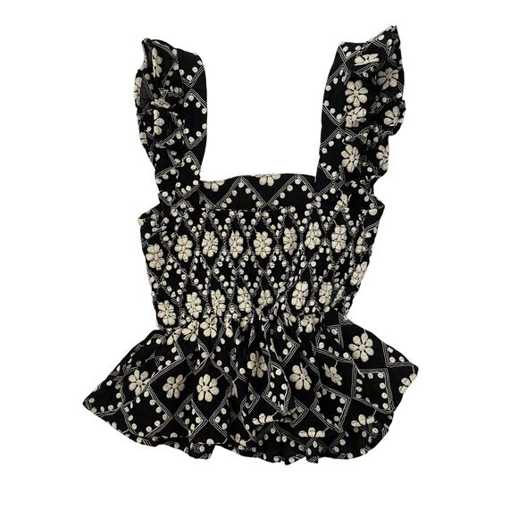 Lug Von Siga x DeFacto Fitted Top - Smocked Bodice - Black & White - Size XS - Picture 3 of 4